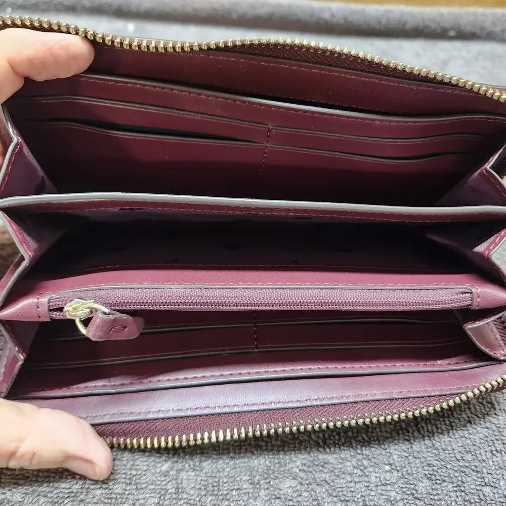 Kate Spade Matthews St. Nisha wine burgundy Wallet bow NWOT unused b50